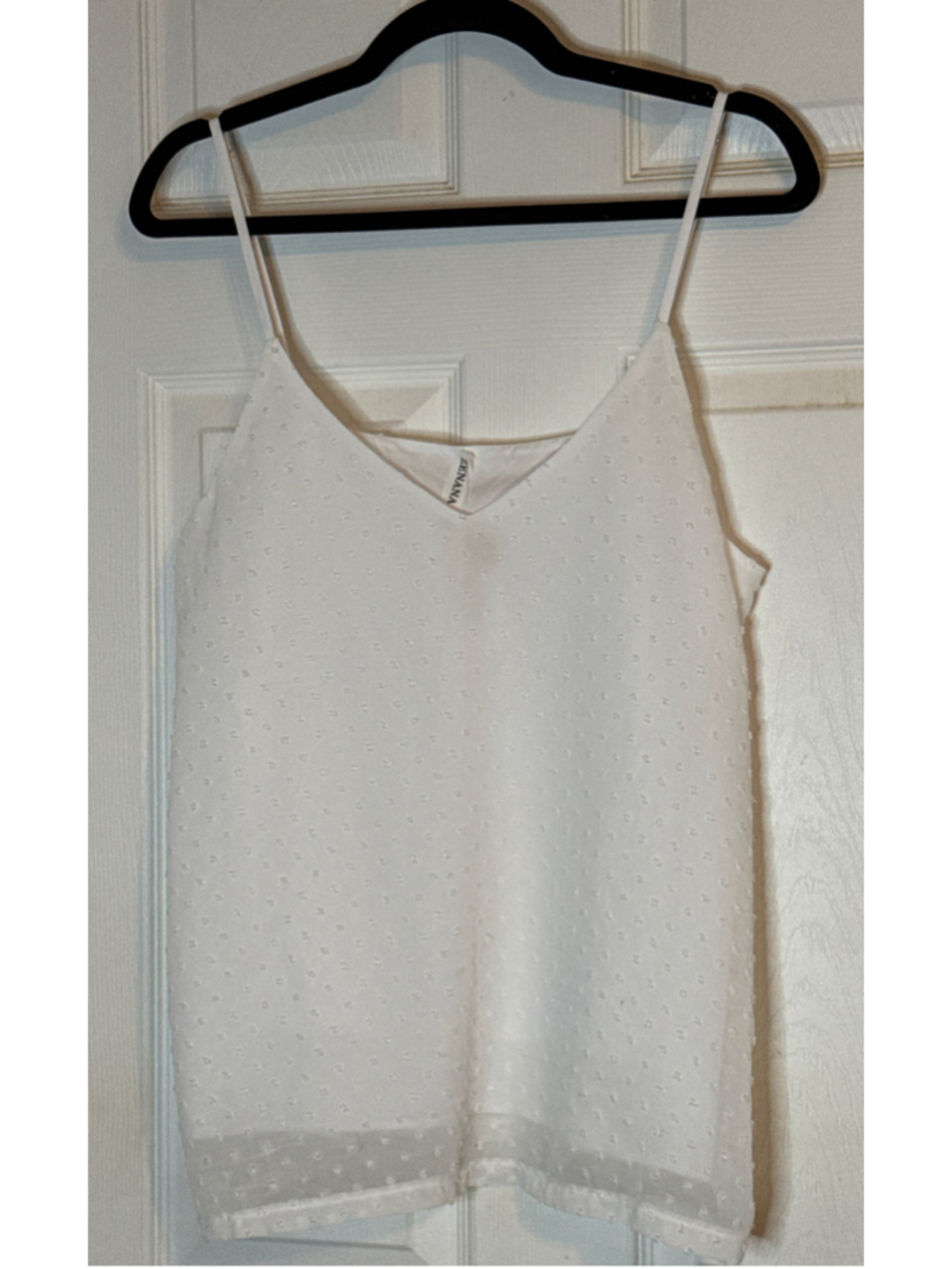 Zenana White Swiss Dot Camisole Size L